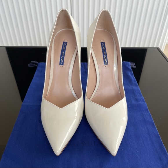 Stuart Weitzman White Patent Anny Pump 105 - Picture 5 of 15